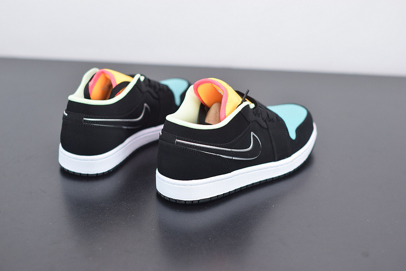 air jordan 1 low black aurora green laser orange ck3022-013