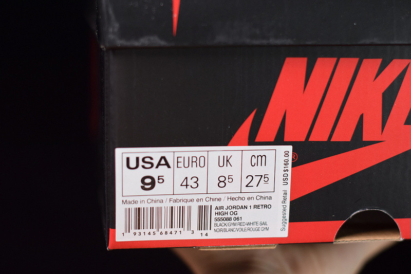 air jordan 1 retro high og “gym red” 555088-061