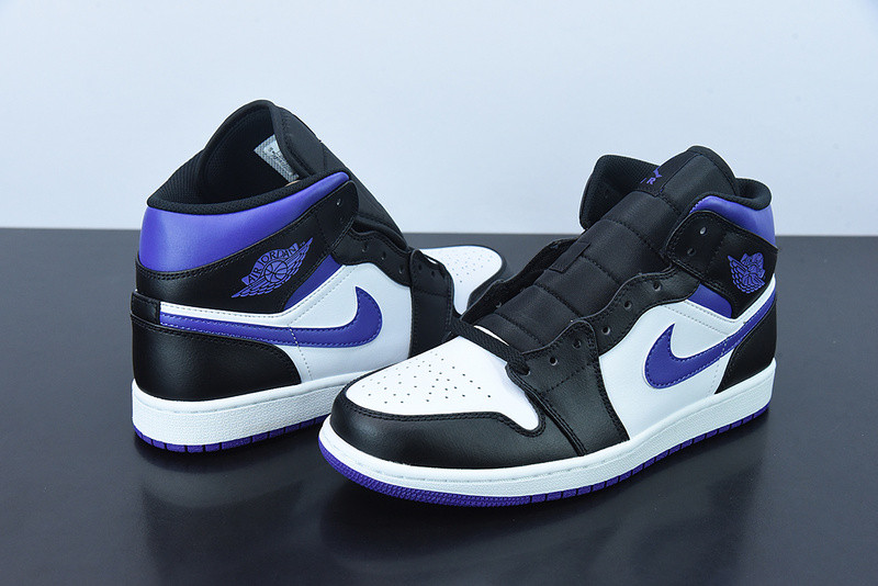 air jordan 1 mid white black purple 554724-095