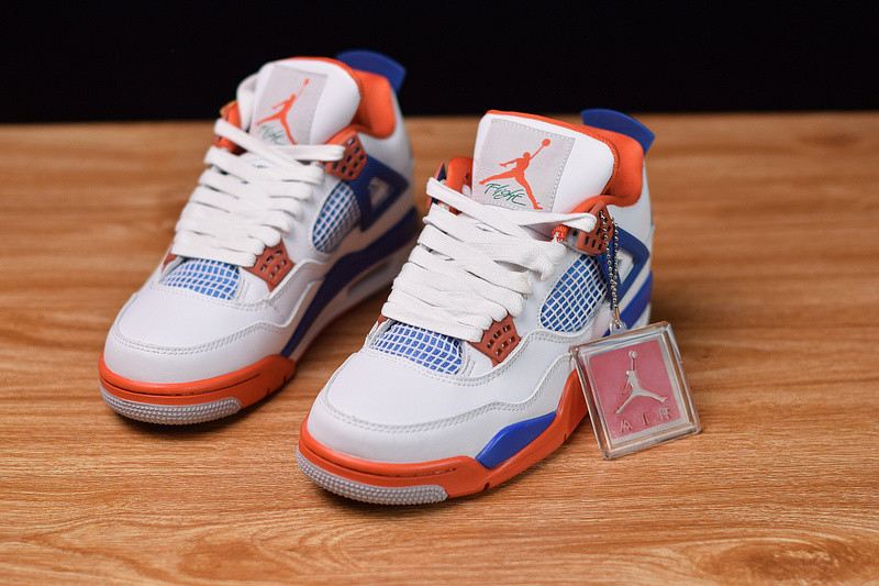 air jordan 4 retro “knicks” white/royal blue-orange 308497-171